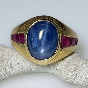 SOLD** 14k Natural Star Sapphire Ruby Ring 6.3g